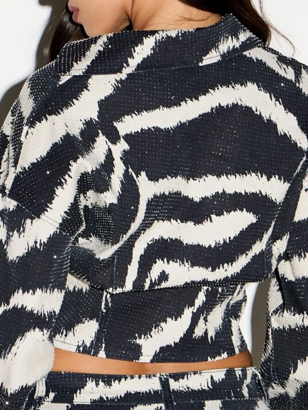 Casual Women's Zebra Print Denim Jacket